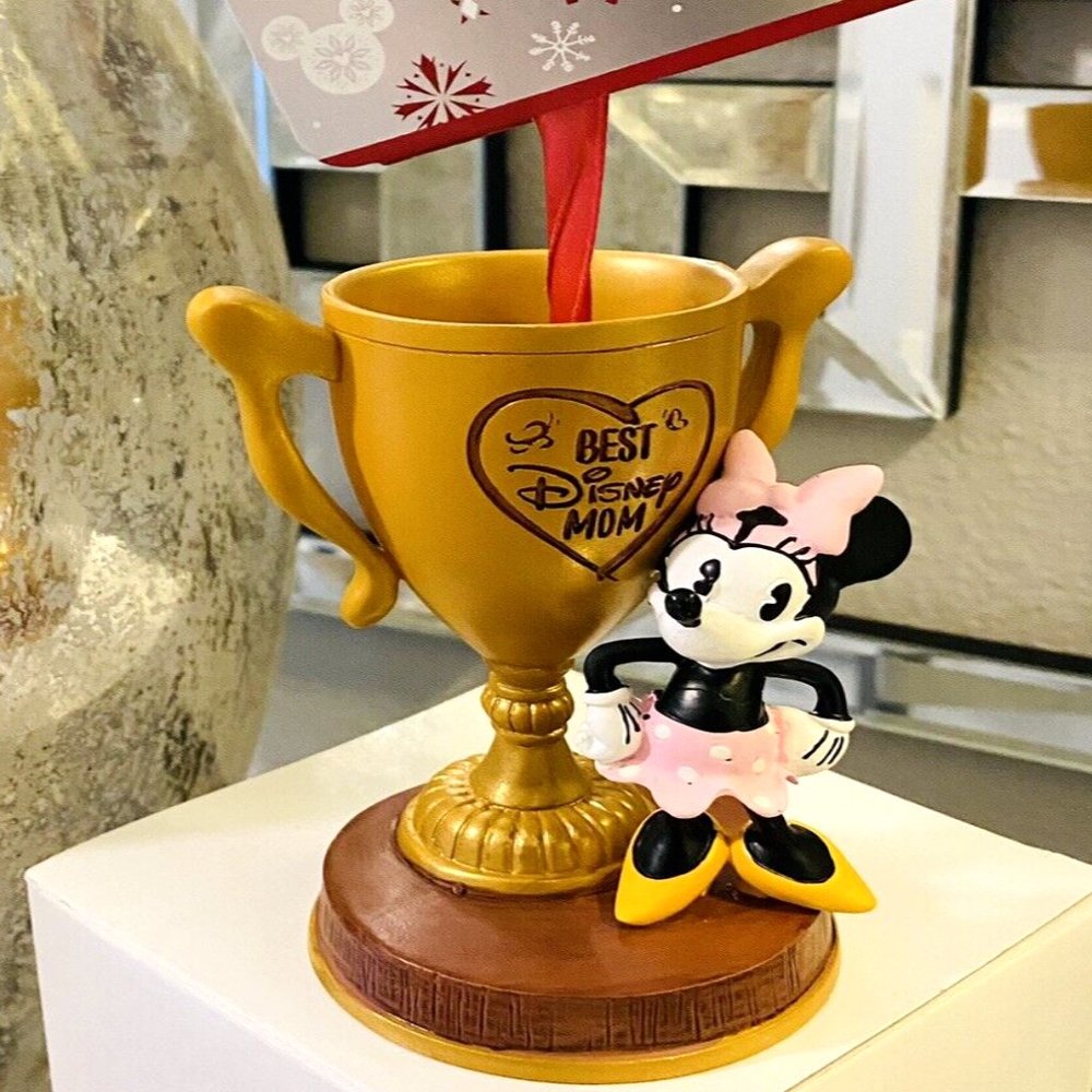 Disney MINNIE MOUSE Trophy Best Disney Mom Christmas Ornament Sketchbook NWT